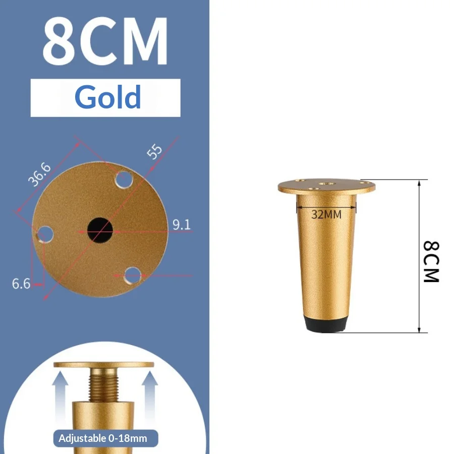 4PCS Stainless Steel Heavy Duty Metal Cabinet Feet Adjustable - Support Legs for Bathroom Vanity,TV Stand,Coffee Table,Base Legs