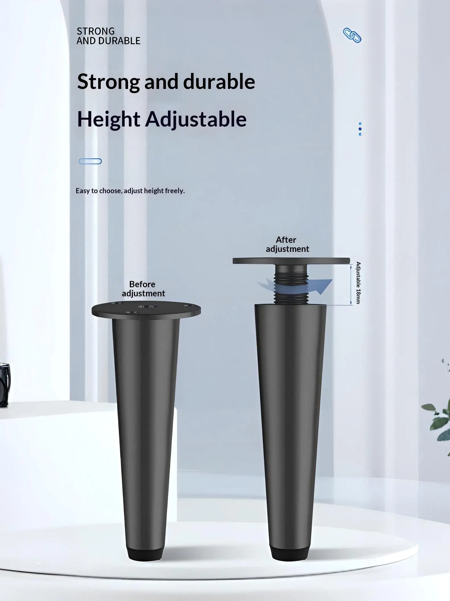 4PCS Stainless Steel Heavy Duty Metal Cabinet Feet Adjustable - Support Legs for Bathroom Vanity,TV Stand,Coffee Table,Base Legs