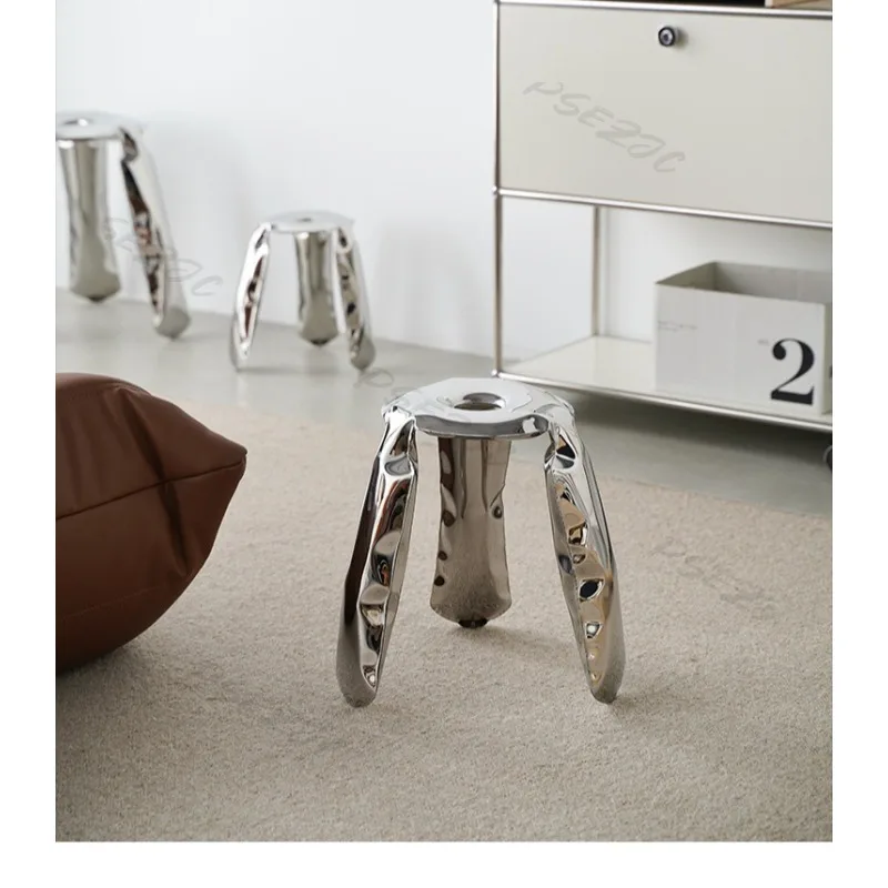 Household Stainless Steel Balloon Stool Three Legged Shoe Changing Stool Household Round Stool