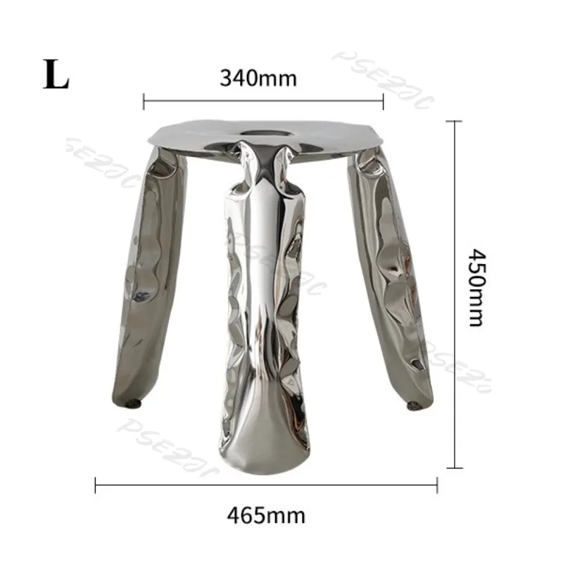 Household Stainless Steel Balloon Stool Three Legged Shoe Changing Stool Household Round Stool