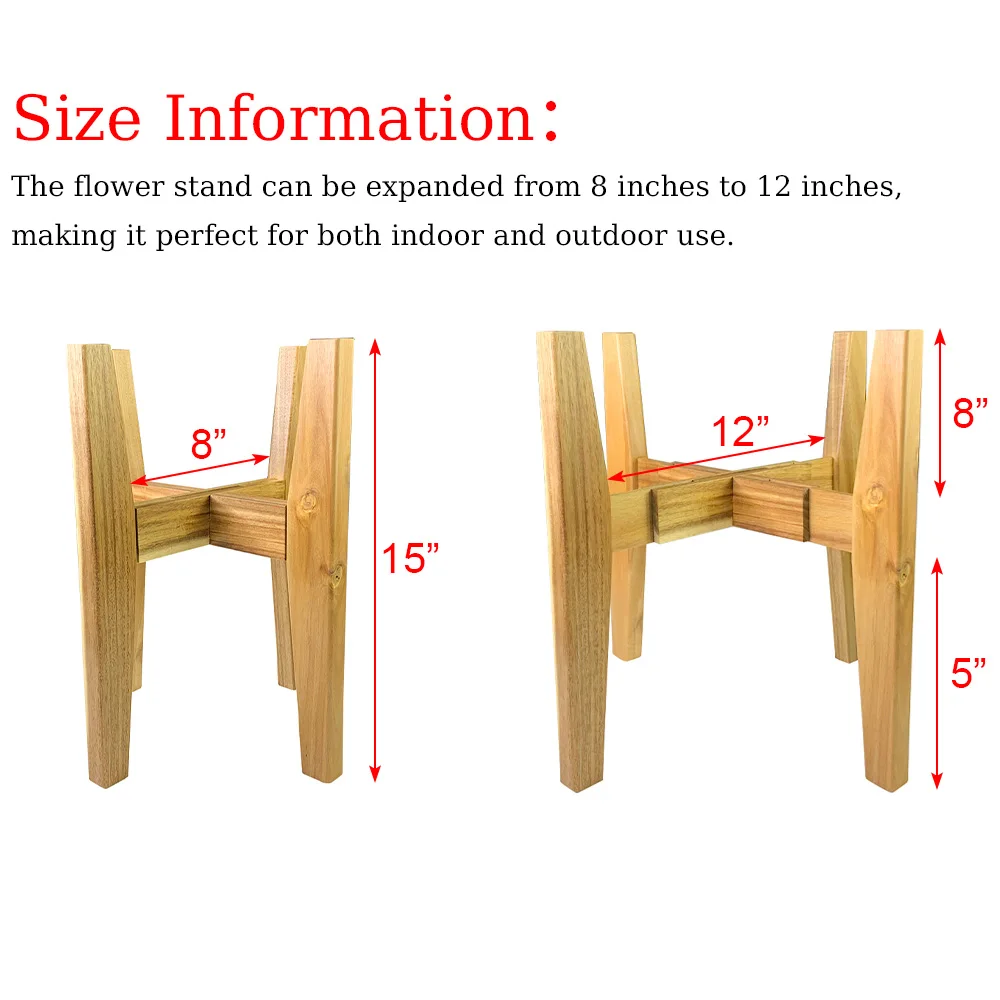 Adjustable Wooden Plant Stand、Bonsai Stand、Home Decor Flower Pot Stand for Living Rooms、Balconies and Gardens With Non-Slip Pad