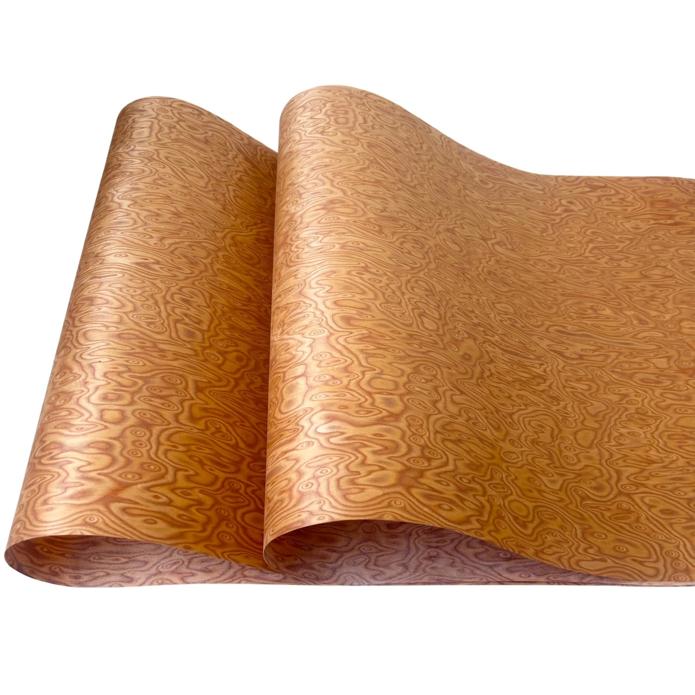 58x250cm Yellow Cat's Eye Engineered Wood Veneer, Reconstituted Fleece Backed, Composite Veneer Sheet for Furniture Renovation