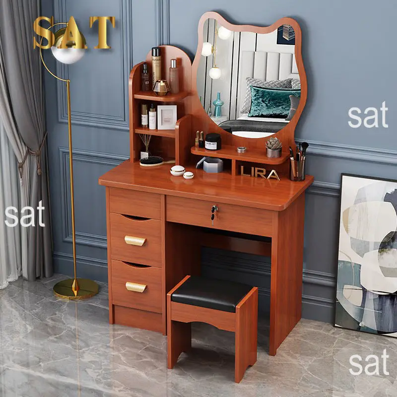 @#Wholesale Pink Dressing Table Modern High Quality Dresser Set Small Vanity Girl Designer Makeup Table Lighted Mirror Bedroom