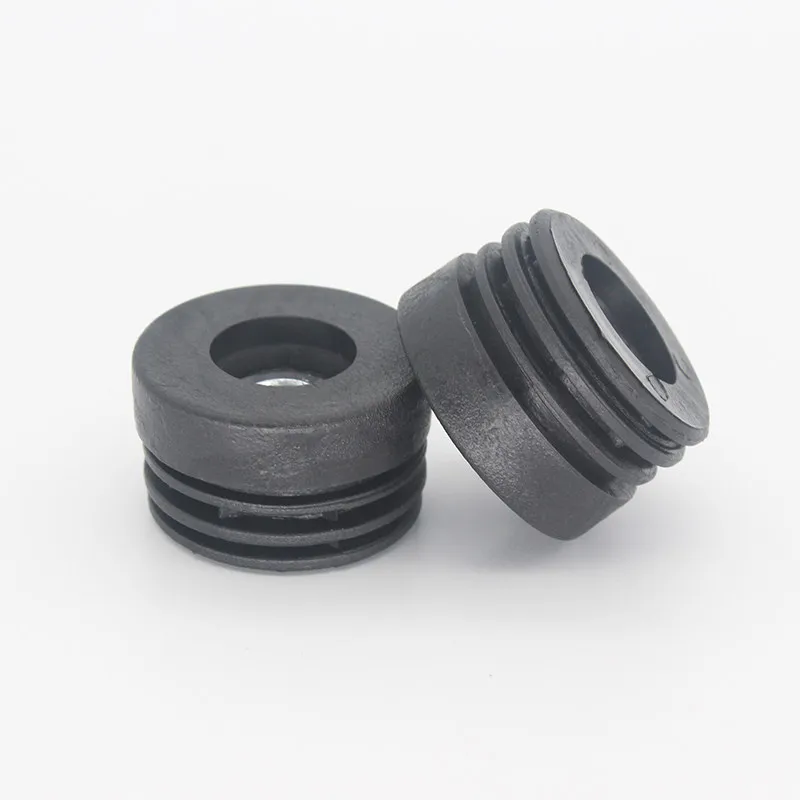 M6 M8 M10 Black Round Plastic Pipe Plugs Adjustable Screw Foot Pad Furniture Leg Cover End Caps 16 19 20 22 25 30 38 50mm