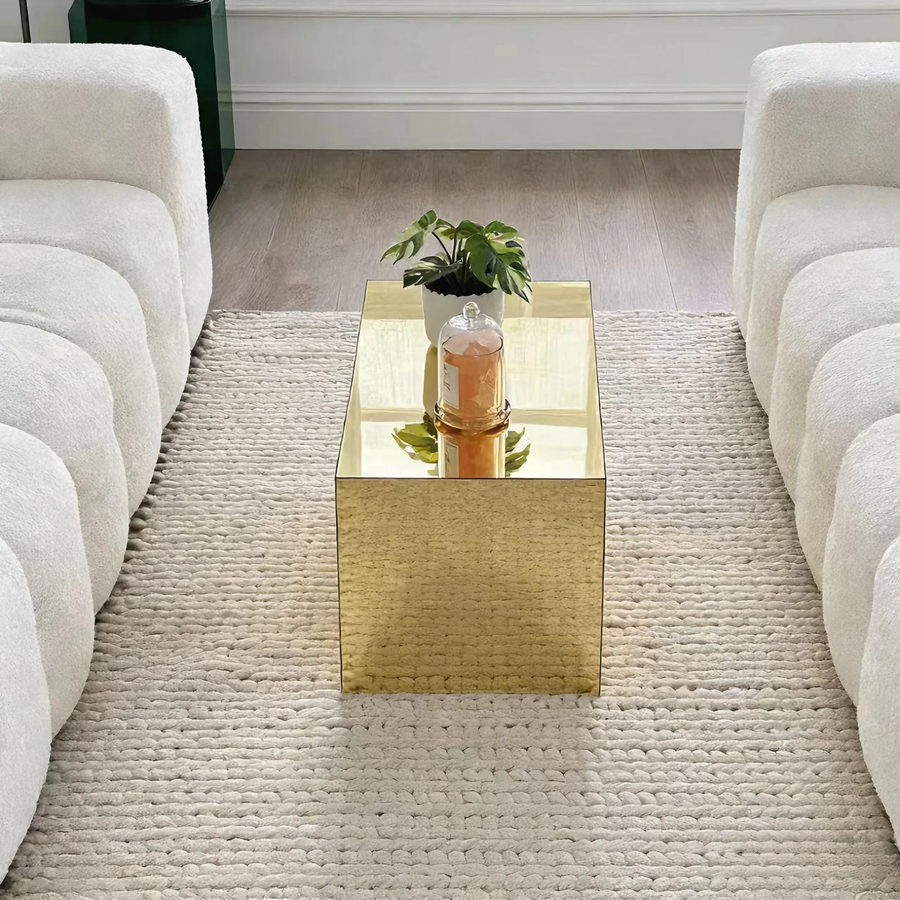 Acrylic Cube Coffee Table, Modern Rectangular End Table, Minimalist Living Room Bedroom Accent Furniture