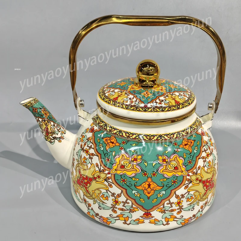 2.8 Liter Flat Bottom Household High-quality Enamel Teapot Metal Whistling Household Teapot