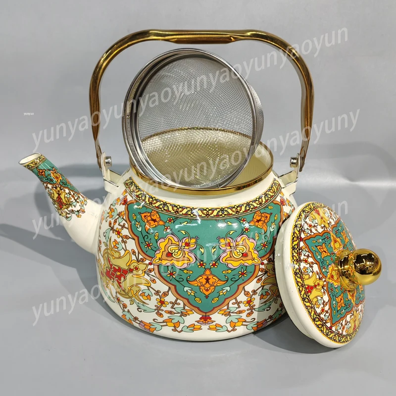 2.8 Liter Flat Bottom Household High-quality Enamel Teapot Metal Whistling Household Teapot