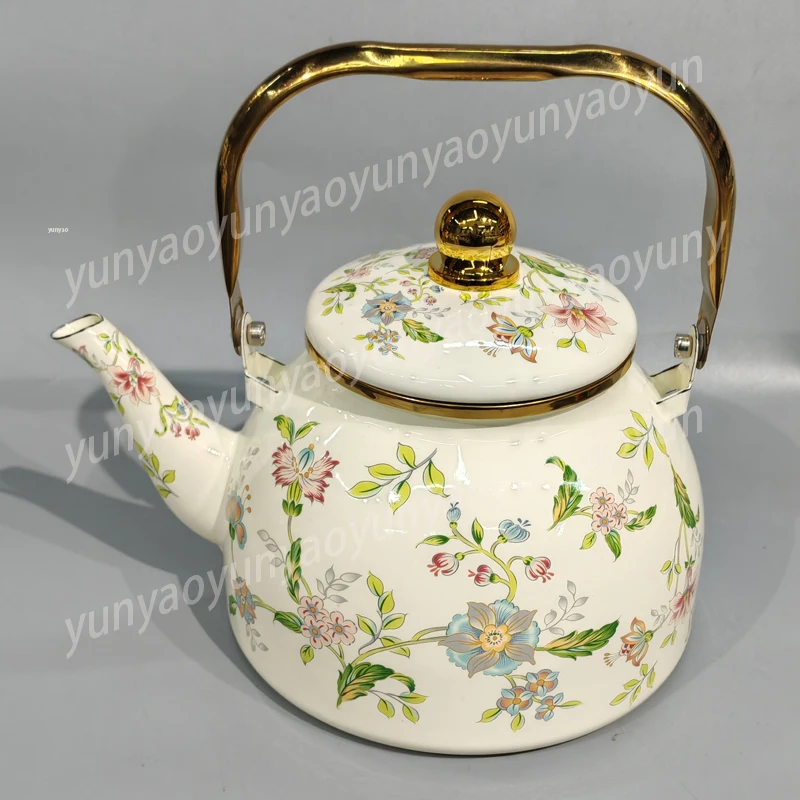 2.8 Liter Flat Bottom Household High-quality Enamel Teapot Metal Whistling Household Teapot