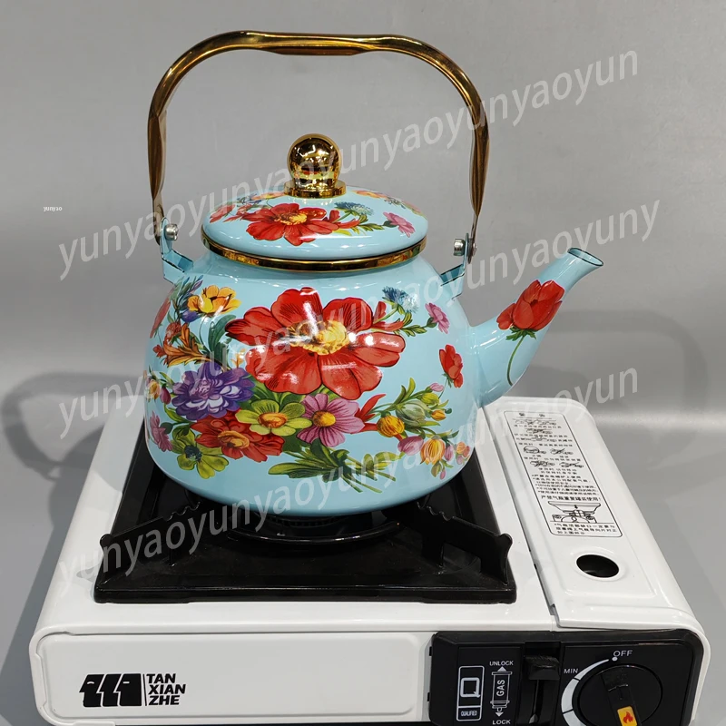 2.8 Liter Flat Bottom Household High-quality Enamel Teapot Metal Whistling Household Teapot