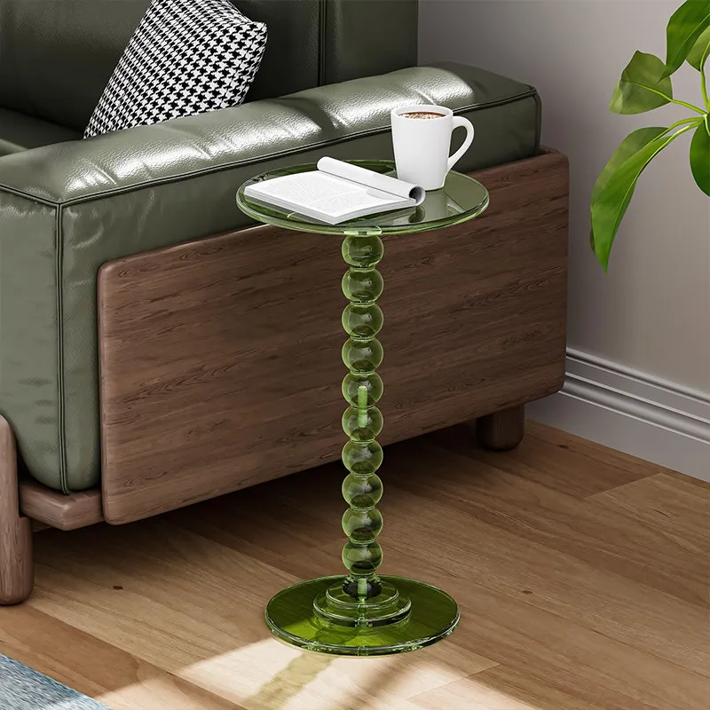 Clear Acrylic Side Table, Modern Round Gourd-Shaped Coffee Table, Minimalist Transparent End Table for Living, Lucite Nightstand