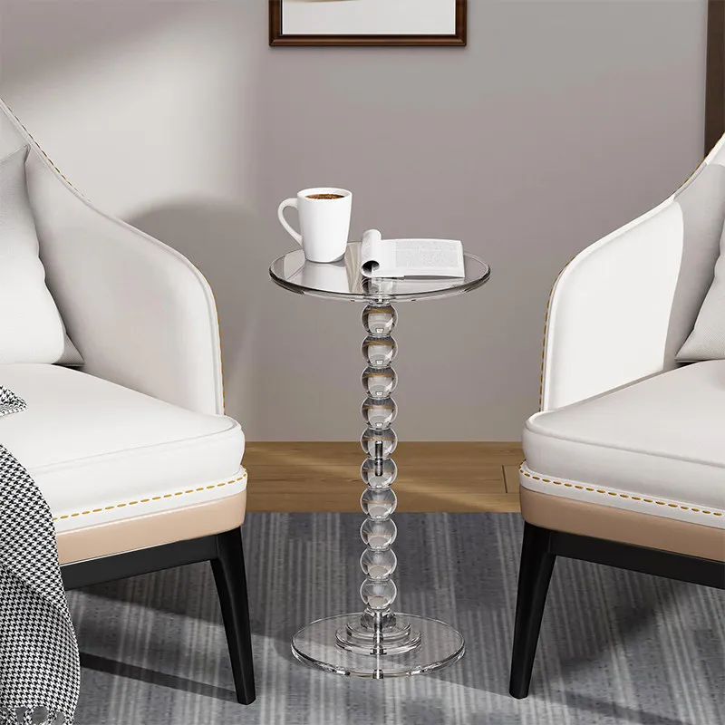 Clear Acrylic Side Table, Modern Round Gourd-Shaped Coffee Table, Minimalist Transparent End Table for Living, Lucite Nightstand