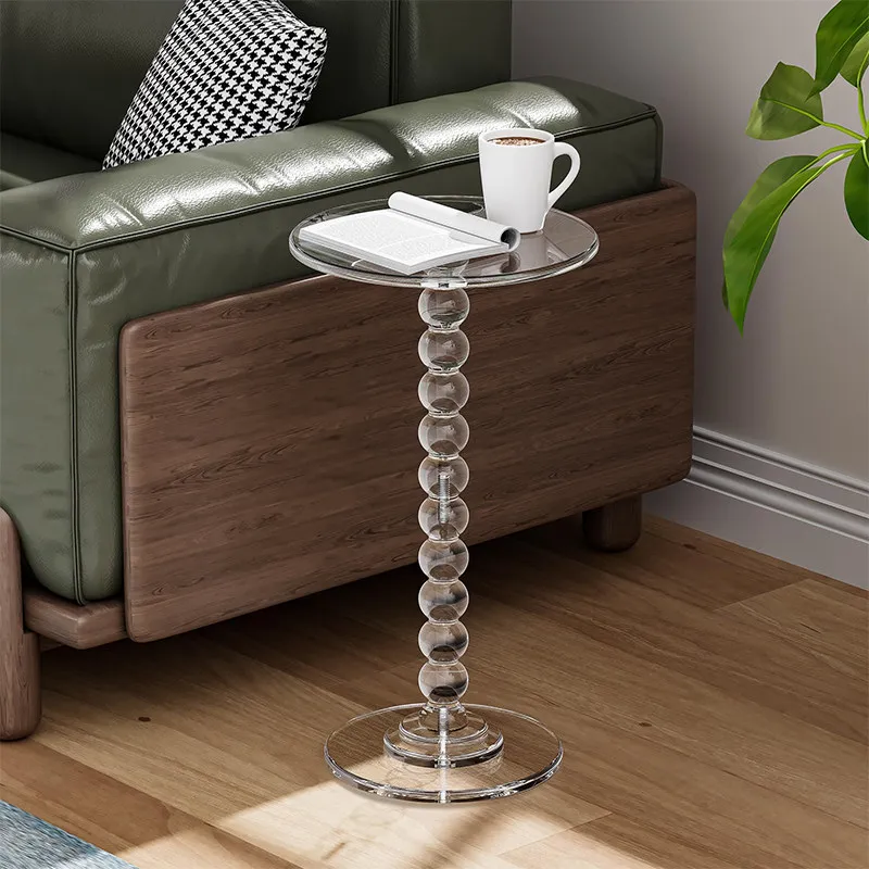 Clear Acrylic Side Table, Modern Round Gourd-Shaped Coffee Table, Minimalist Transparent End Table for Living, Lucite Nightstand