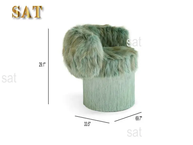 ◌a Bespoky Handcrafted Living Room Swivel Fringe Armchair Hotel Villa Fur Tassel Accent Single Sofa Chair for Interior