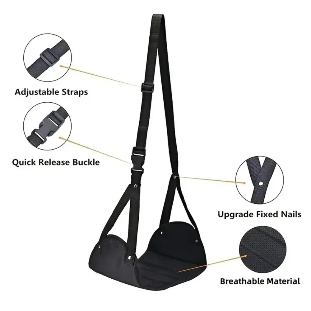 Portable Airplane Footrest Adjustable Strap Comfortable Plane Travel Foot Hammock Feet Rest Hanger for Airplane Train Office Car