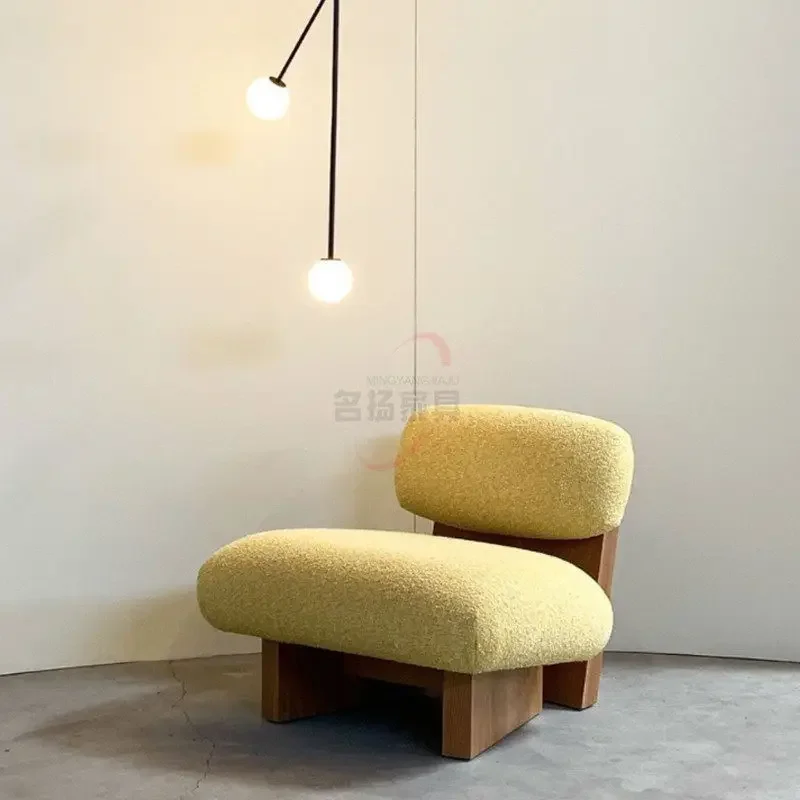 Nordic Living Room Hotel Clubhouse Lamb Fleece Leisure Chair Simple Single Sofa ChairTJ