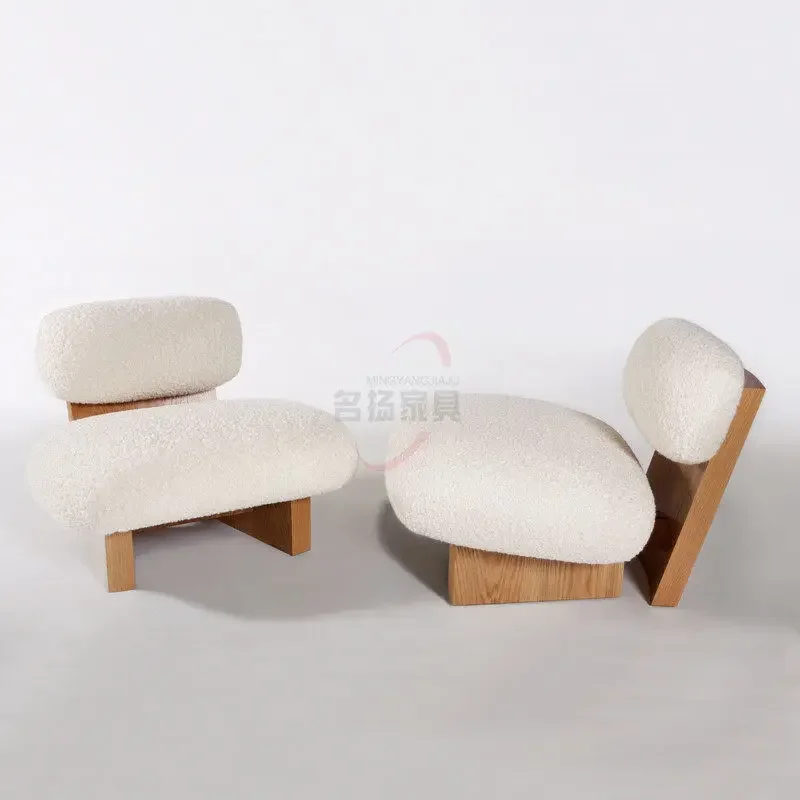 Nordic Living Room Hotel Clubhouse Lamb Fleece Leisure Chair Simple Single Sofa ChairTJ