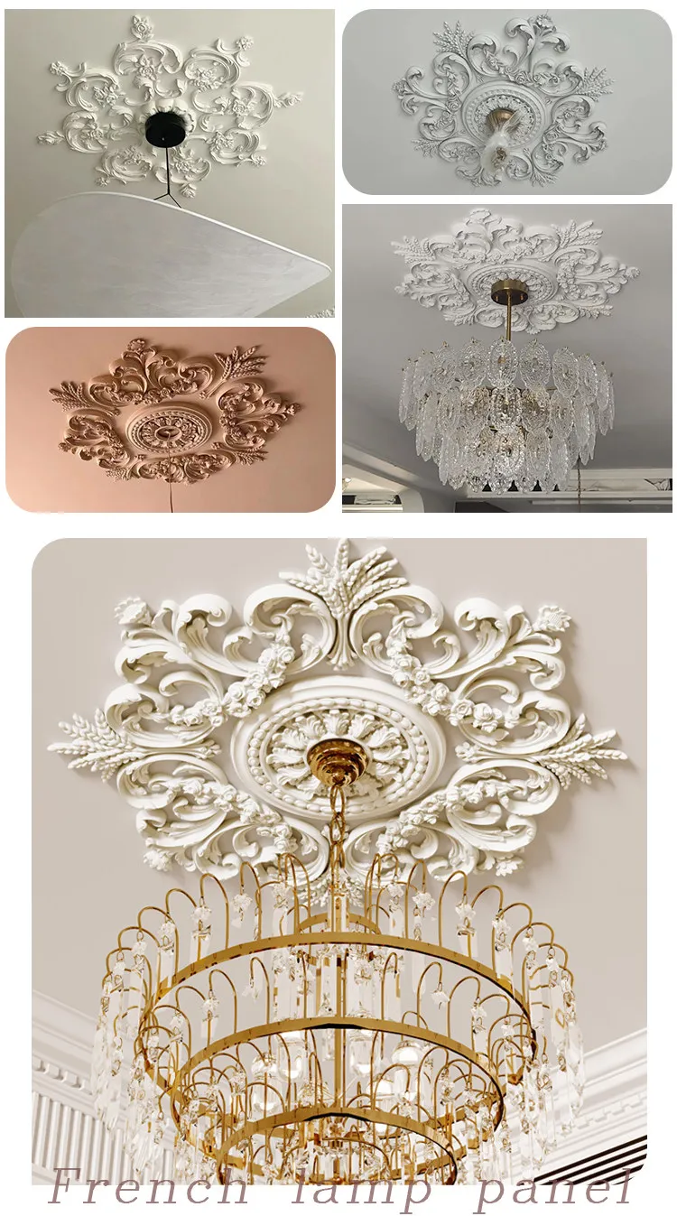 PU French parquet combination light panel non-gypsum ceiling decorative material hollow engraved lamp holder PU light luxury cre