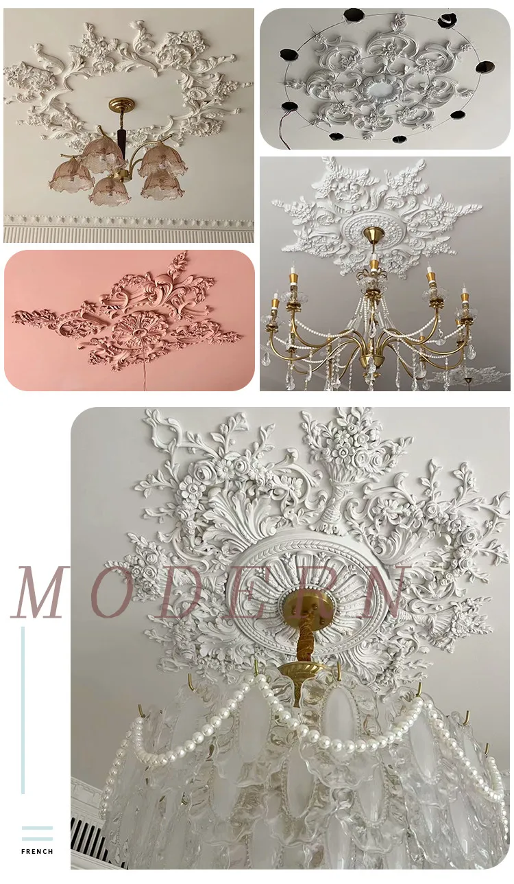 PU French parquet combination light panel non-gypsum ceiling decorative material hollow engraved lamp holder PU light luxury cre