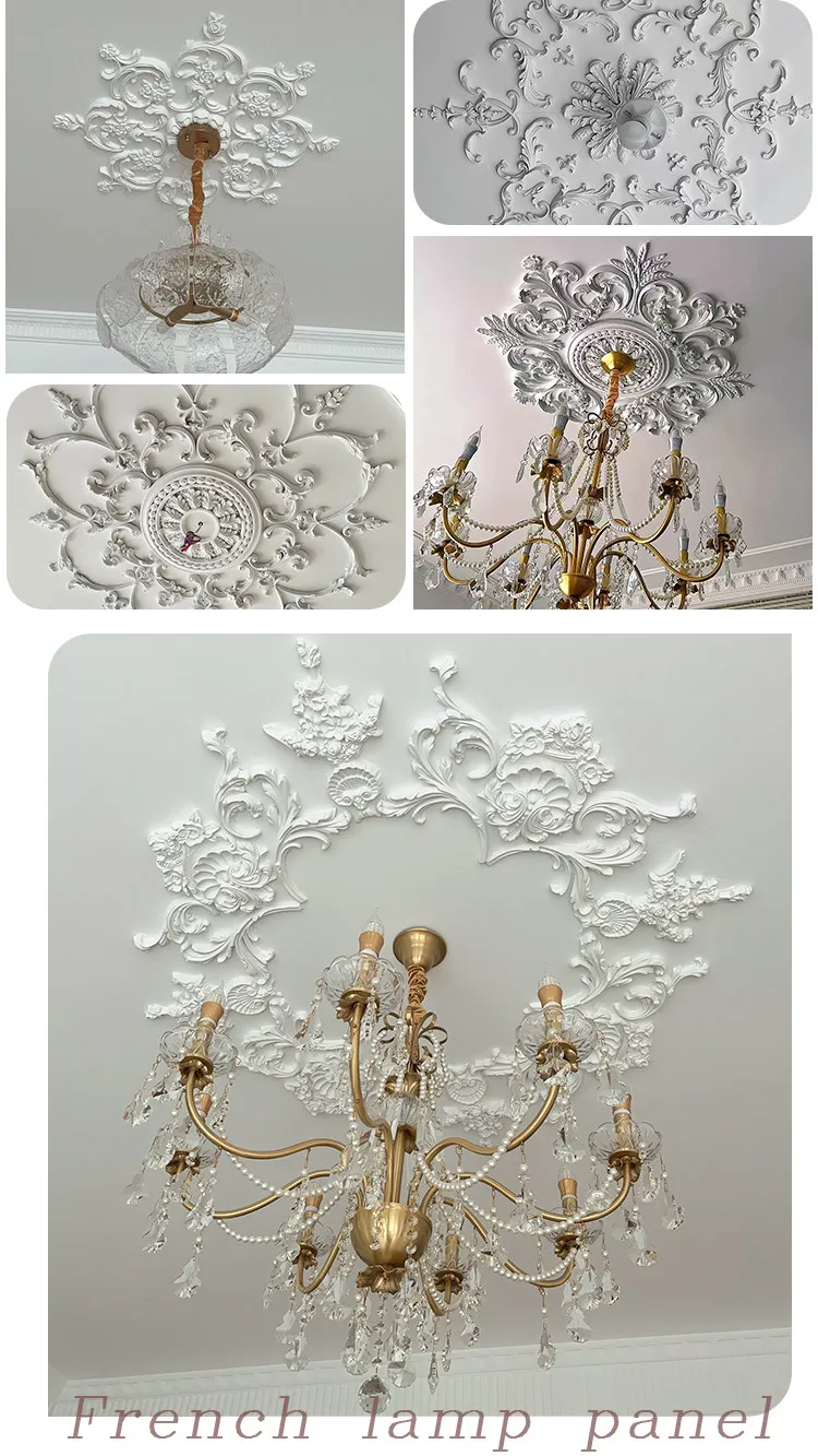 PU French parquet combination light panel non-gypsum ceiling decorative material hollow engraved lamp holder PU light luxury cre