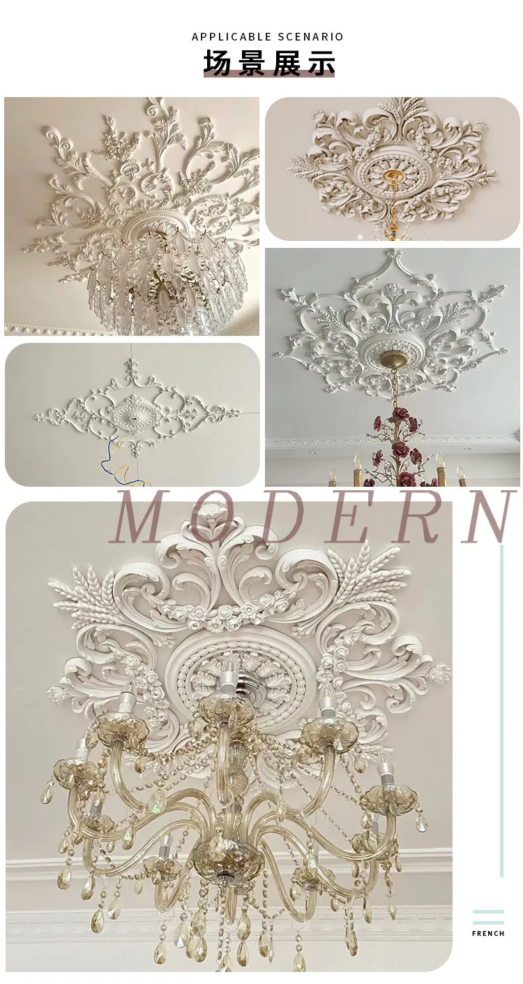PU French parquet combination light panel non-gypsum ceiling decorative material hollow engraved lamp holder PU light luxury cre