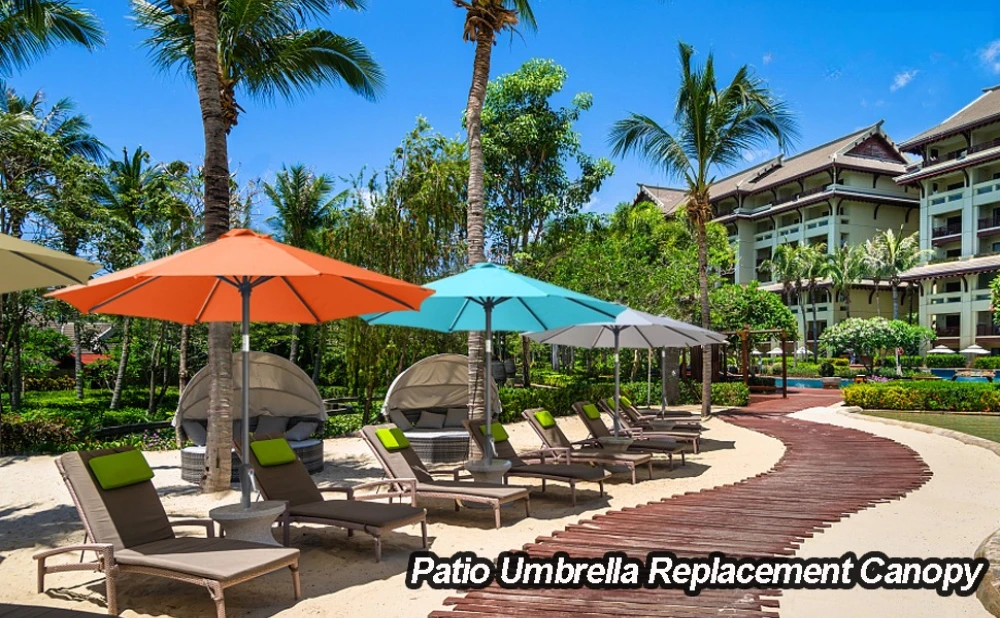 Waterproof Replacement Umbrella Cloth 6Ribs/8Ribs Parasol Replacement Cover Market Patio Umbrella Cloth Canopy Cover Shade Sail