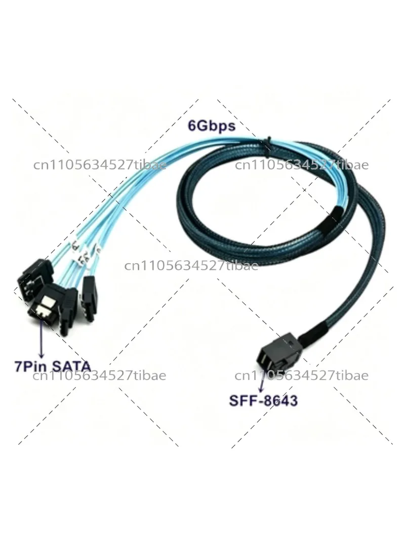 SFF-8643 to 4 SATA Cable, Mini HD to 4x SATA Forward Breakout Cable, Reverse SFF-8643 to SATA for Backplane Card