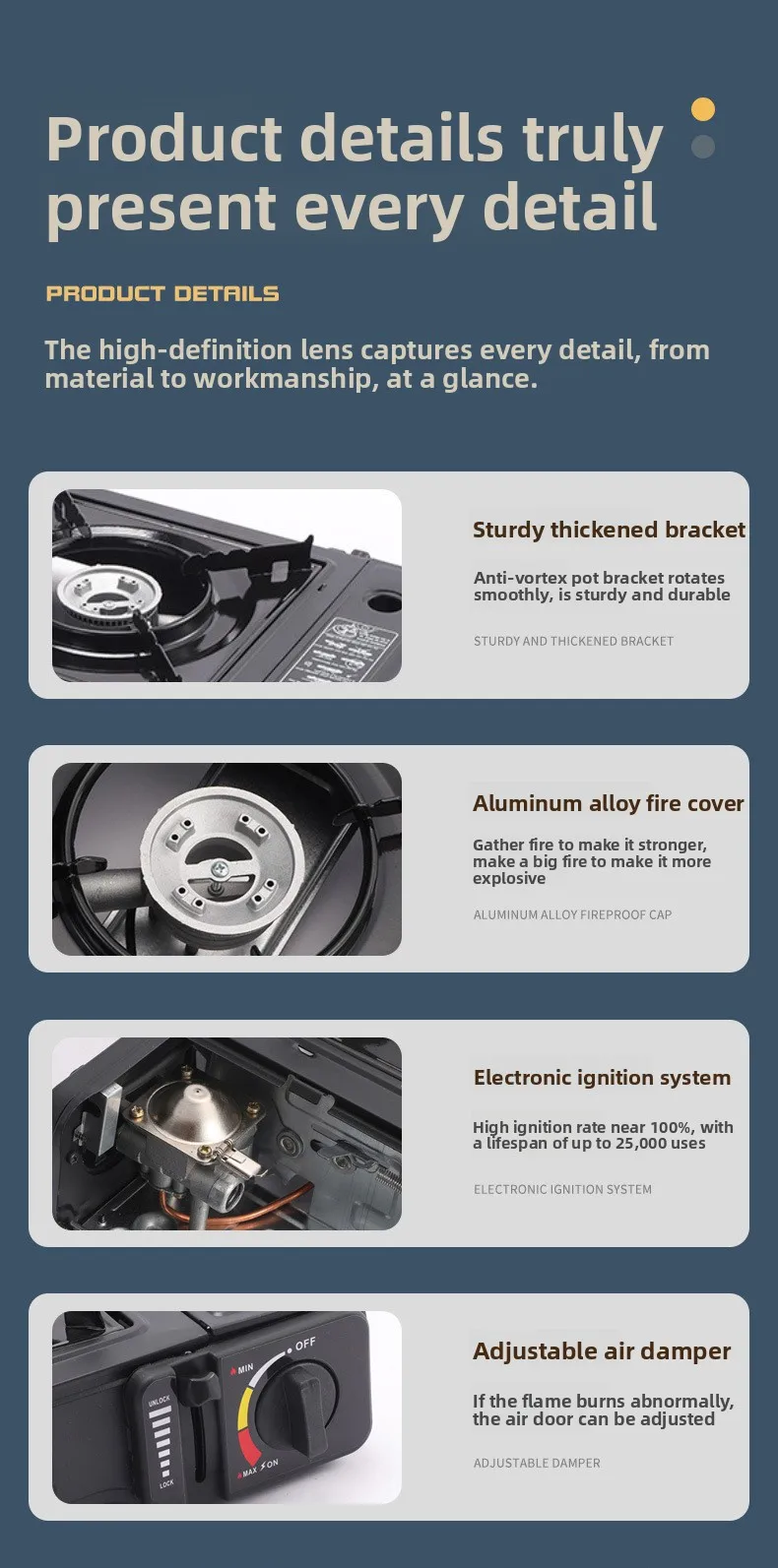 Cassette Stove Double Head Gas Stove, Both Eyes Stainless Steel Outdoor Portable Gas Stove Camping Cooker Spot Wholesale
