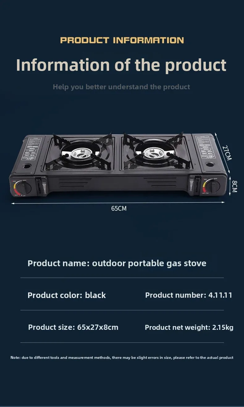 Cassette Stove Double Head Gas Stove, Both Eyes Stainless Steel Outdoor Portable Gas Stove Camping Cooker Spot Wholesale