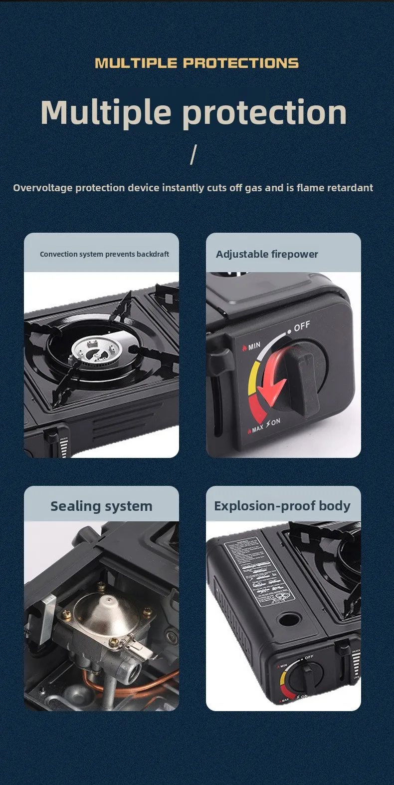 Cassette Stove Double Head Gas Stove, Both Eyes Stainless Steel Outdoor Portable Gas Stove Camping Cooker Spot Wholesale