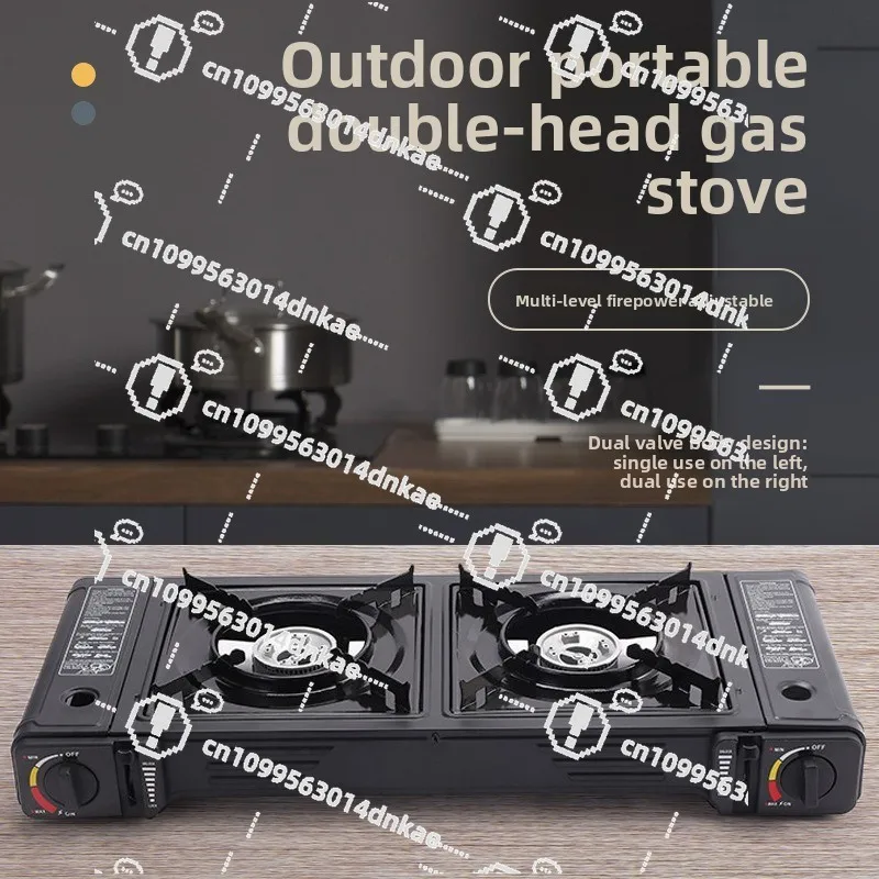 Cassette Stove Double Head Gas Stove, Both Eyes Stainless Steel Outdoor Portable Gas Stove Camping Cooker Spot Wholesale