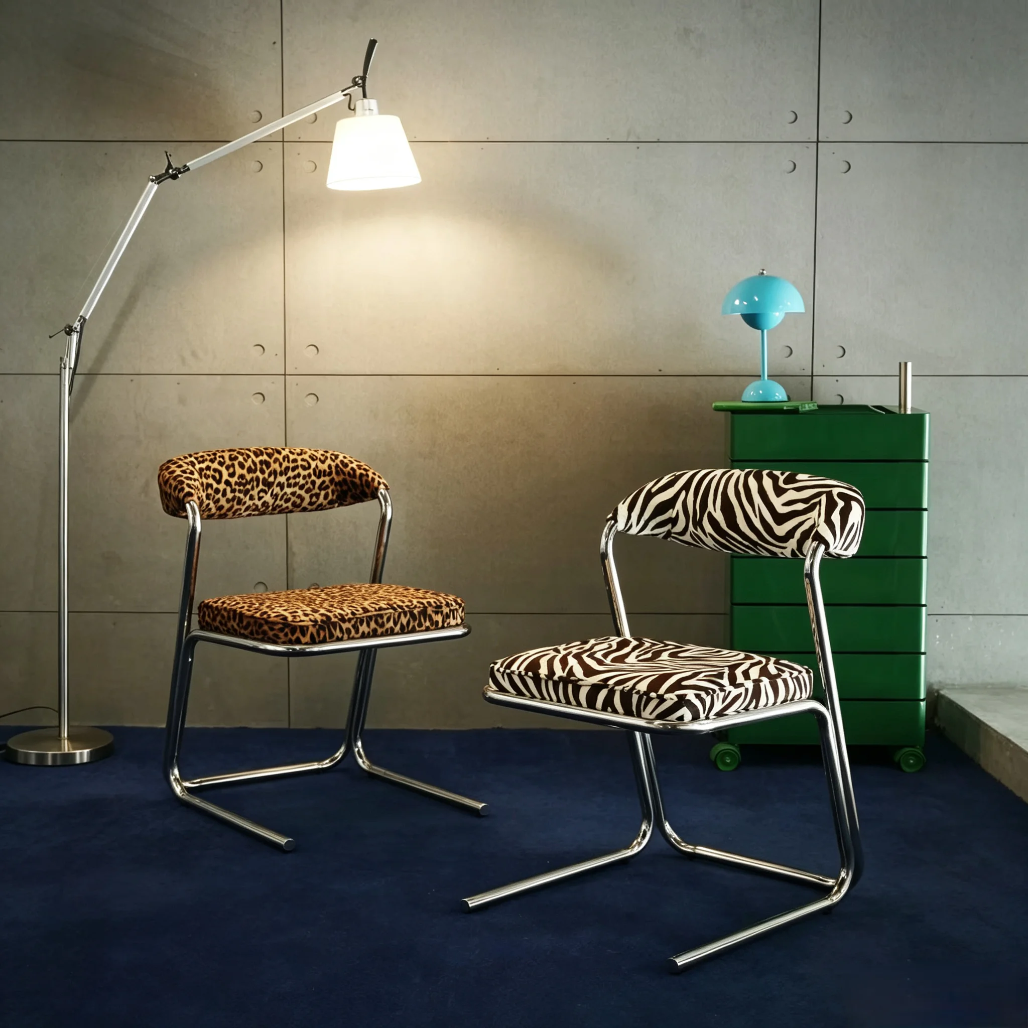 Designer Leopard Print Bauhaus Dining Chair Living Room Backrest Seat Creative Leisure Furniture for Home Vanity Makeup Chairs