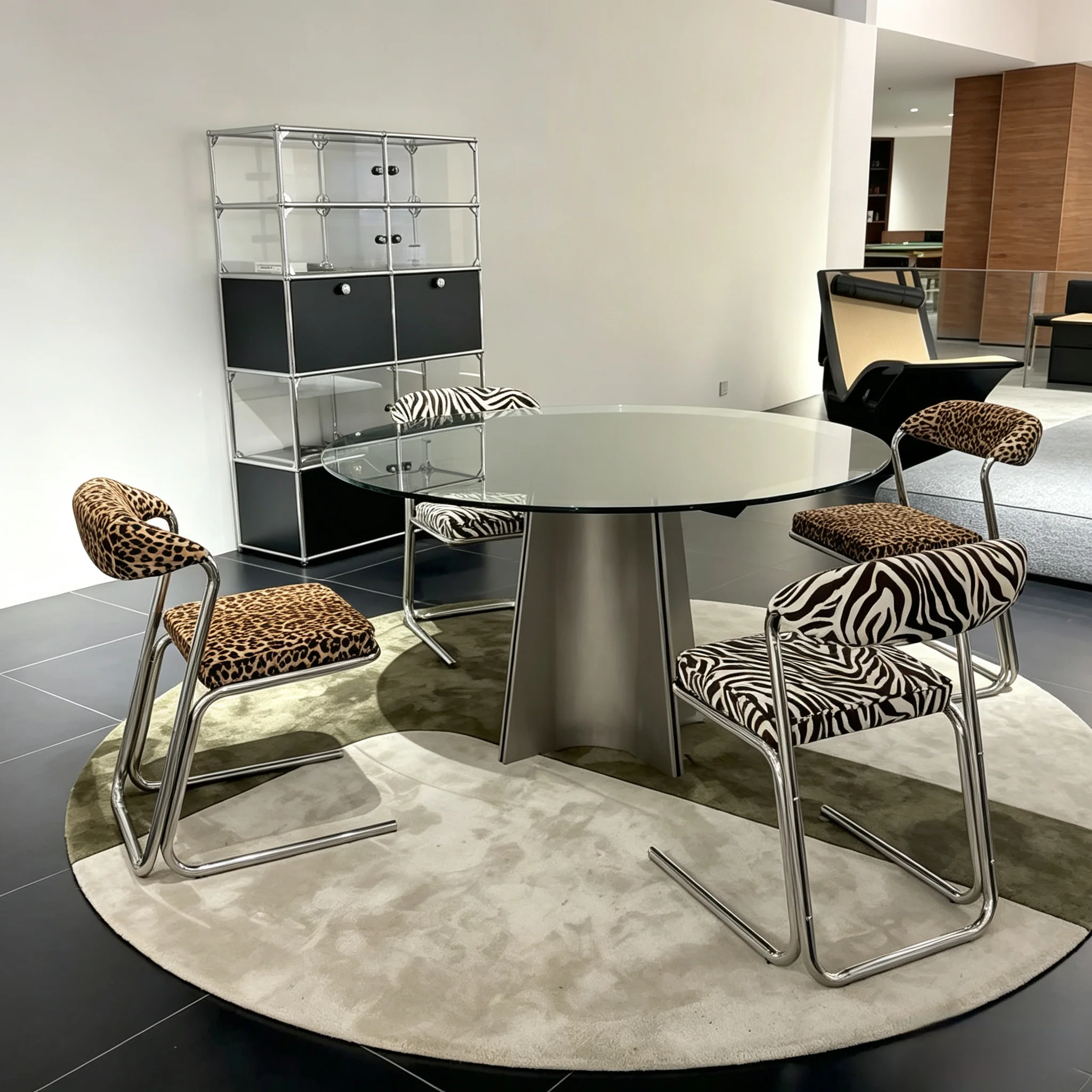 Designer Leopard Print Bauhaus Dining Chair Living Room Backrest Seat Creative Leisure Furniture for Home Vanity Makeup Chairs