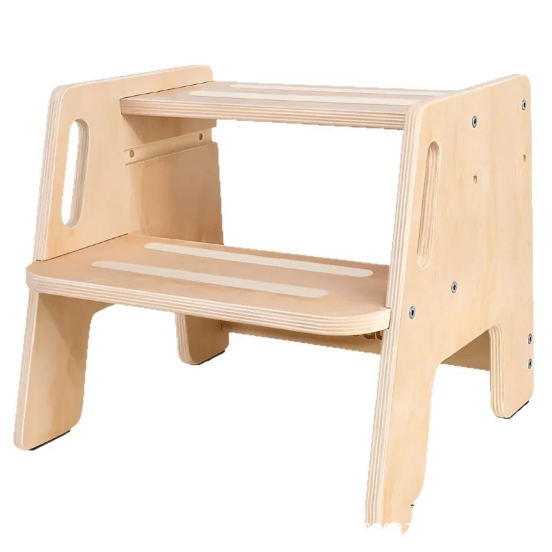 Solid Wood 2 Step Footstool Sturdy Kitchen Ladder Compact Stair Steps for Home Use Up To Washer Shoe Changing Stool Stepped wood