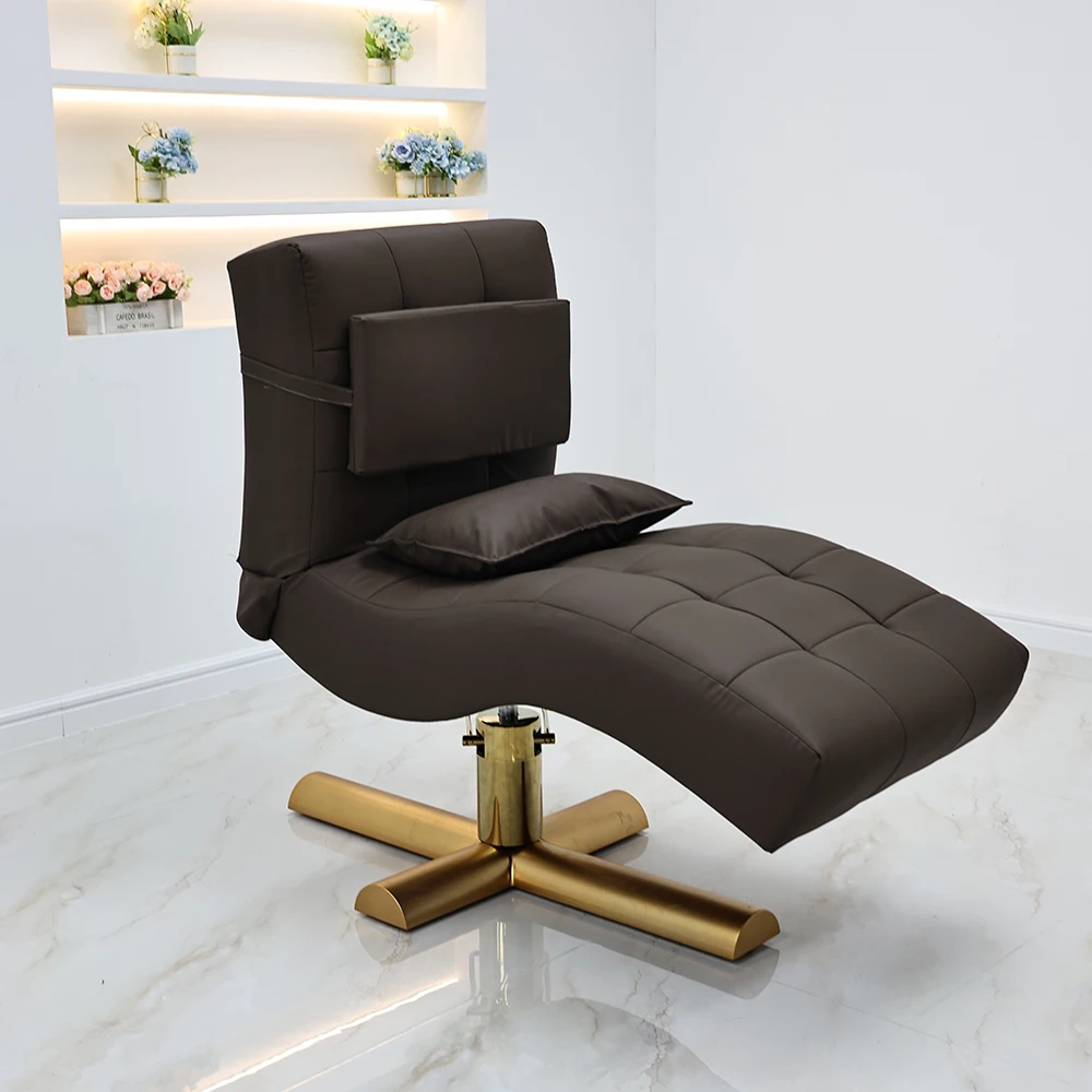 2026 Luxury S-shaped Beauty Lounger Gold Cross Base Adjustable Spa Head Massage Bed Esthetician Salon Furniture Custom Wholesale