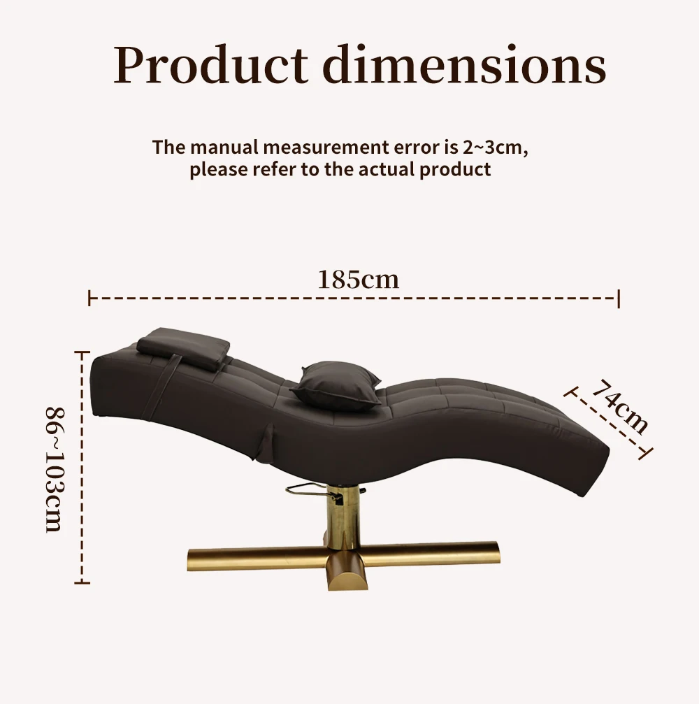 2026 Luxury S-shaped Beauty Lounger Gold Cross Base Adjustable Spa Head Massage Bed Esthetician Salon Furniture Custom Wholesale