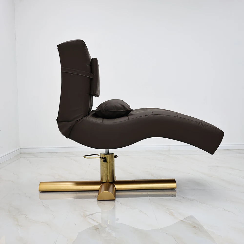 2026 Luxury S-shaped Beauty Lounger Gold Cross Base Adjustable Spa Head Massage Bed Esthetician Salon Furniture Custom Wholesale