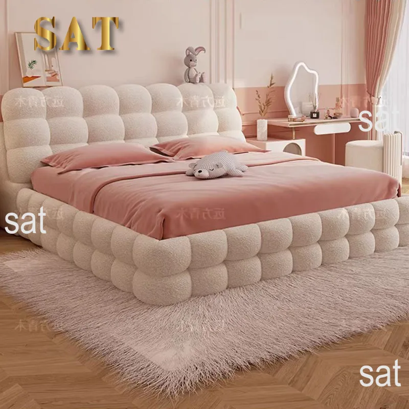 #Girls Luxury Bed Beauty Princess Sleeping Safe Floor Design Double Bed European Modern Letto Matrimoniale Lounge Suite Furnitur