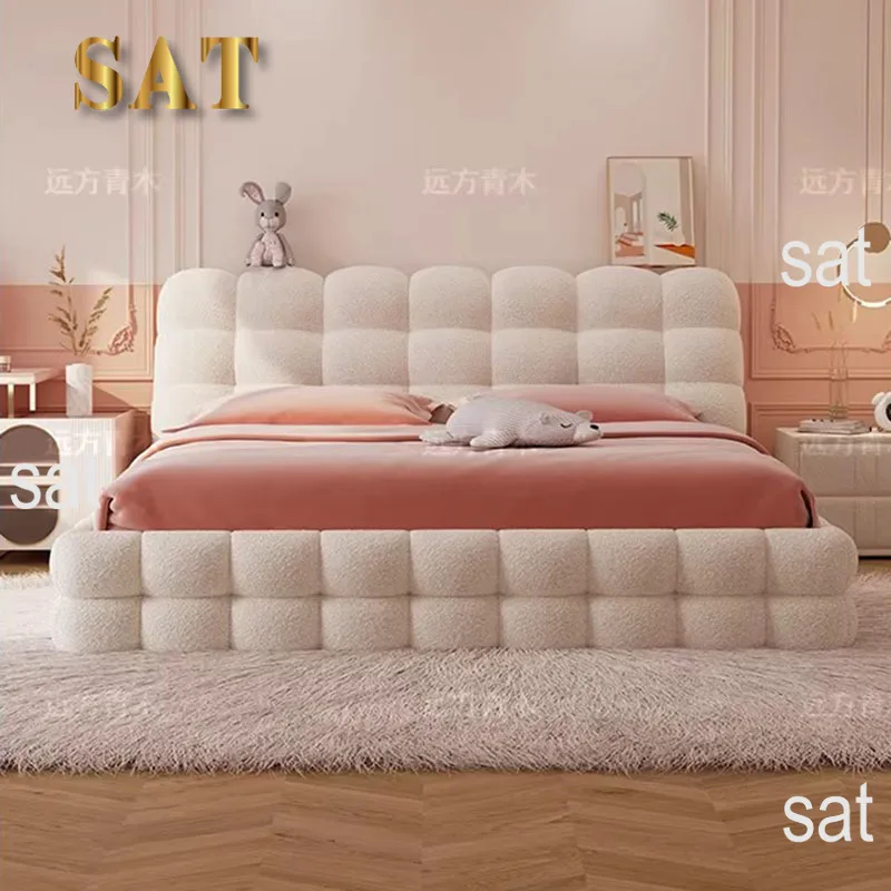 #Girls Luxury Bed Beauty Princess Sleeping Safe Floor Design Double Bed European Modern Letto Matrimoniale Lounge Suite Furnitur