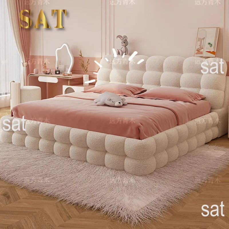 #Girls Luxury Bed Beauty Princess Sleeping Safe Floor Design Double Bed European Modern Letto Matrimoniale Lounge Suite Furnitur