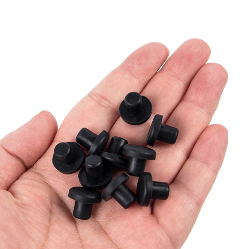  Black Solid Silicone Rubber Hole Plug T Type Blanking End Round Seal Stopper High Temperature Dustproof Plugs 2mm-14mm