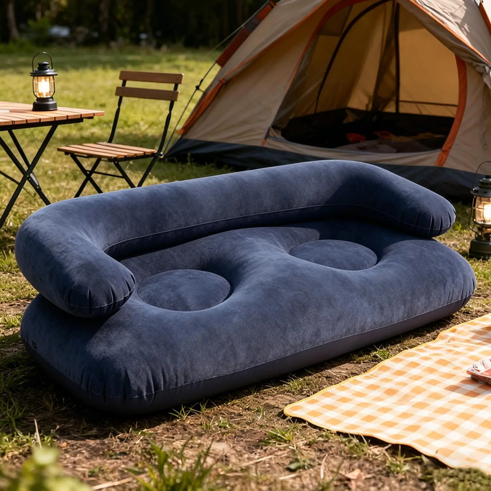 Double Inflatable Air Sofa Two-Seater Lazy Couch Heavy Duty Leak Proof Inflatable Lounge Furniture Indoor Outdoor Camping