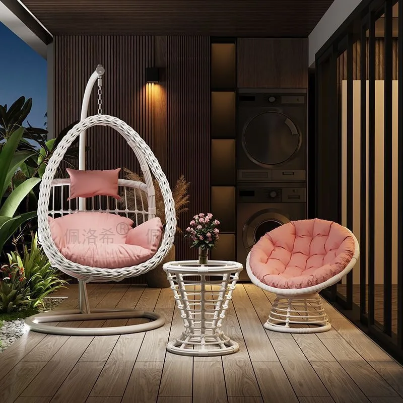 HYS Cradle Balcony Leisure Table and Chair Balcony Hanging Chair Courtyard Home Rocking Reclining Chair Outdoor Swing