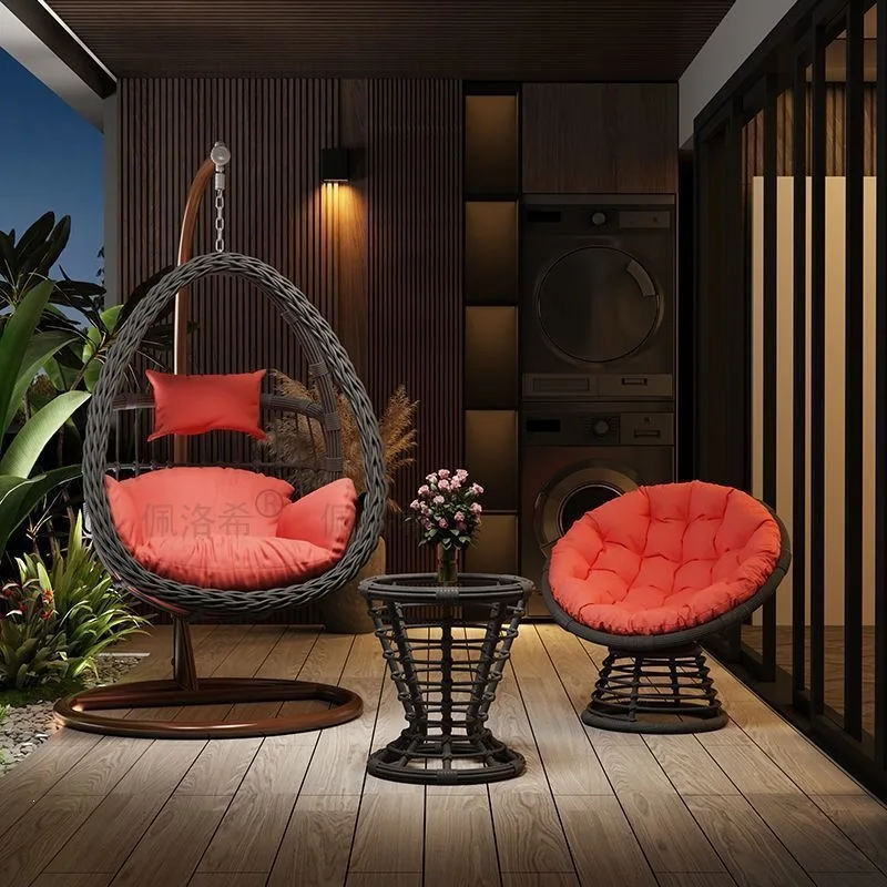 HYS Cradle Balcony Leisure Table and Chair Balcony Hanging Chair Courtyard Home Rocking Reclining Chair Outdoor Swing