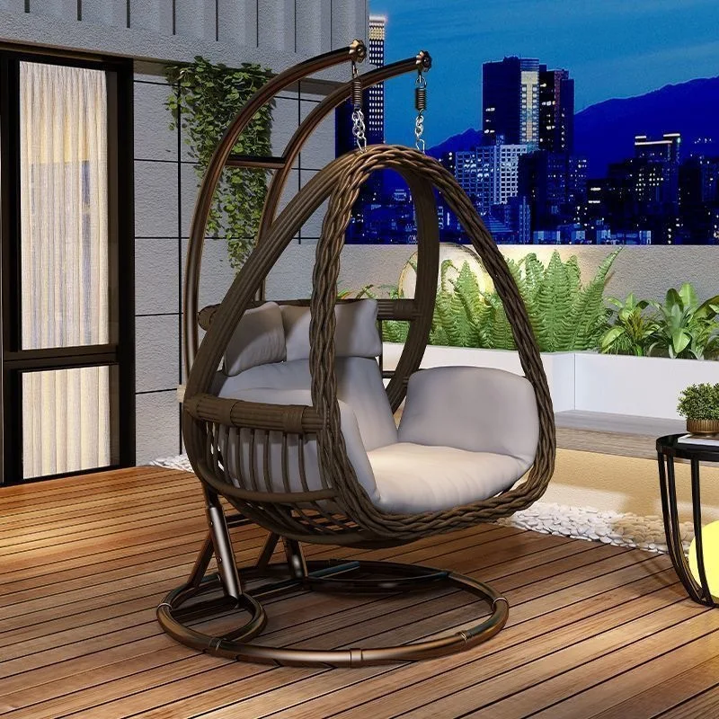 HYS Cradle Balcony Leisure Table and Chair Balcony Hanging Chair Courtyard Home Rocking Reclining Chair Outdoor Swing