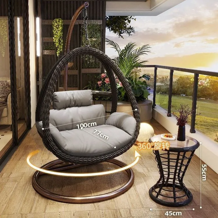HYS Cradle Balcony Leisure Table and Chair Balcony Hanging Chair Courtyard Home Rocking Reclining Chair Outdoor Swing