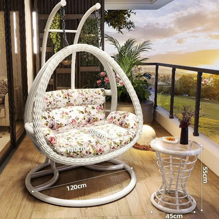 HYS Cradle Balcony Leisure Table and Chair Balcony Hanging Chair Courtyard Home Rocking Reclining Chair Outdoor Swing