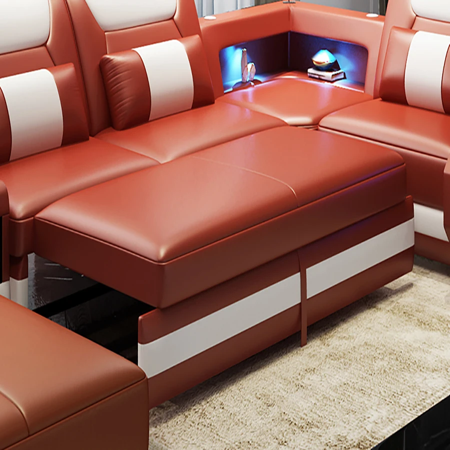 Modern Intelligent Luxury Furniture Sofa Set, L-Shaped Living Room Furniture Combination Set