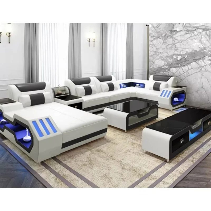 Modern Intelligent Luxury Furniture Sofa Set, L-Shaped Living Room Furniture Combination Set