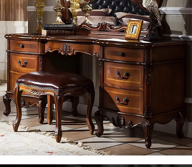 Nordic Hollywood Chair Vanity Wood Storage Mirror Organizer Luxury Dressers Bedroom Makeup Seating Penteadeira Furniture Home