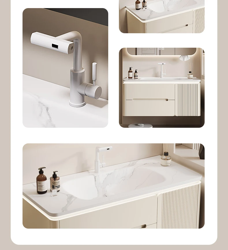 YL17 Integrated Storage Bathroom Cabinet Organized Oak Wood Shower Organizer Bathroom Cabinet Makeup Mirror Mobile Bagno Furnitu